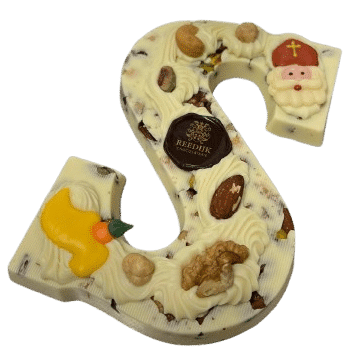 Luxe ambachtelijke Sint chocoladeletter Notenmelange Wit
