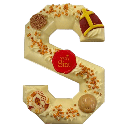 Luxe ambachtelijke Sint chocoladeletter Wit