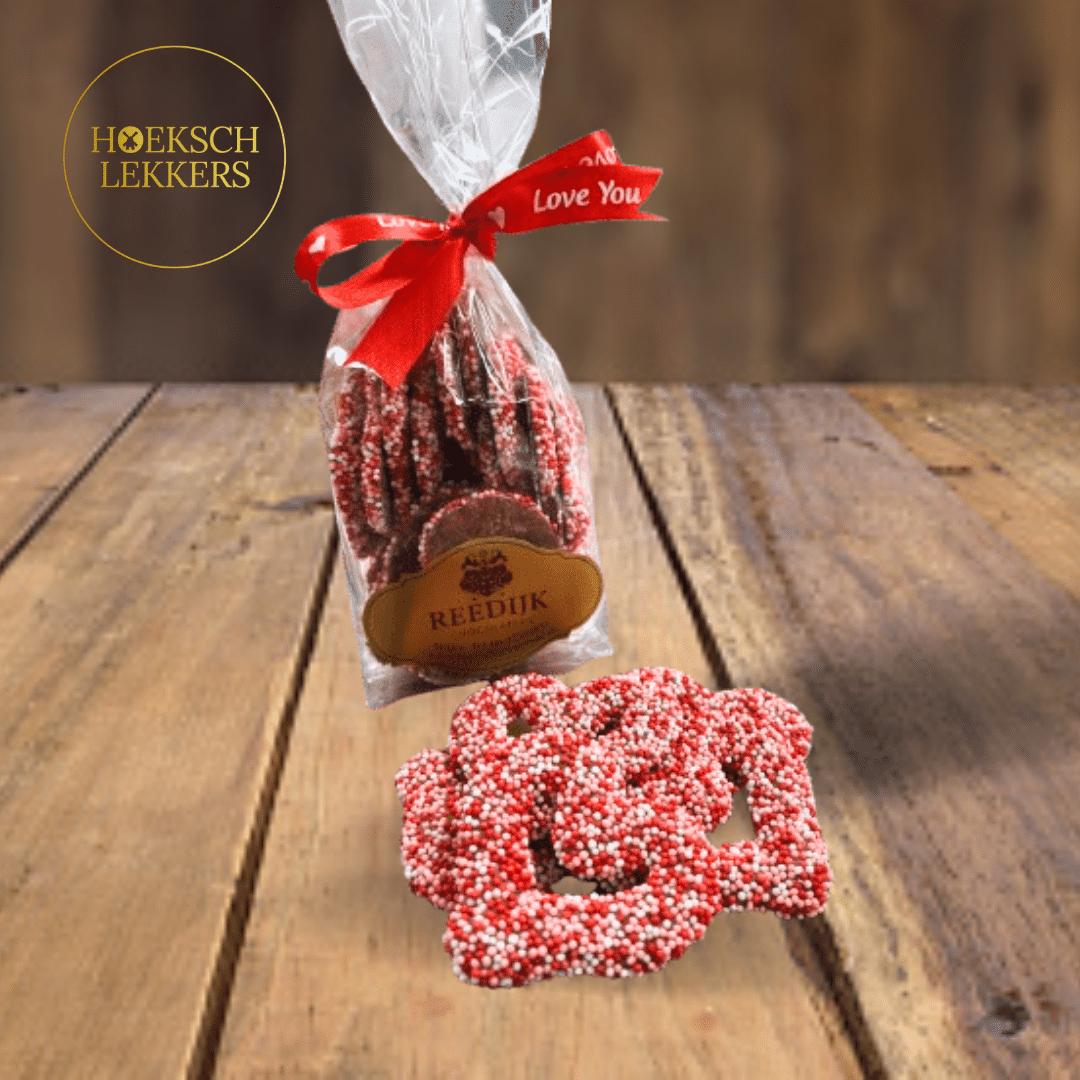 Chocolade hartjes met musket Valentijn