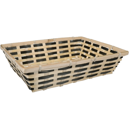 Mand bamboe rechthoek 34x24x8 cm naturelzwart